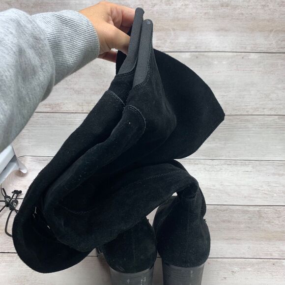 KDB SUEDE BOOTS OVER THE KNEE ANTHROPOLOGIE LOGAN BLACK 10 HEELS - Picture 10 of 16